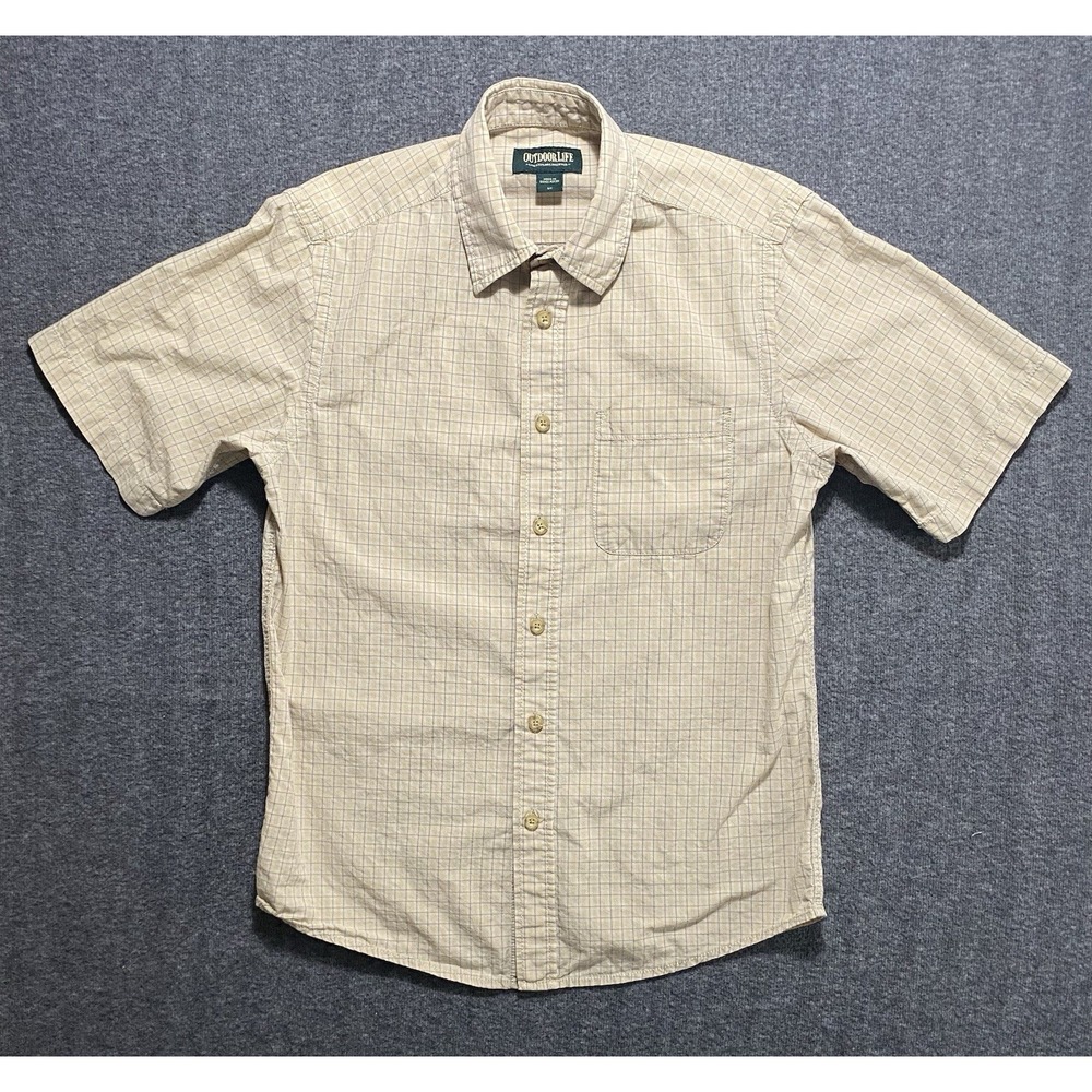 Outdoor Life Men's Shirt Yellow Highly Textured 100% Cotton Size S